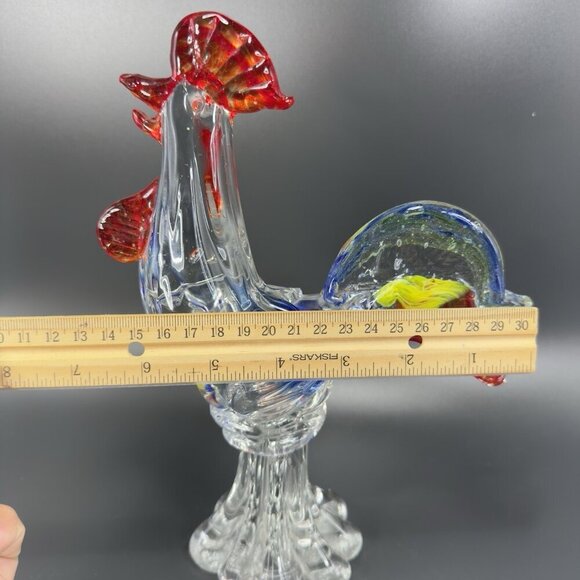 Venetian Art Glass Rooster Hen Figurine Heavy Glass Paperweight Sculpture Decor - Picture 5 of 14